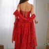 NKB-31_1.jpg Red Bandhej Print Chiffon Anarkali Gown with Dupatta