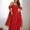 NKB-31_4.jpg Red Bandhej Print Chiffon Anarkali Gown with Dupatta