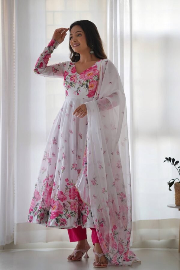 NKB-38_5.jpg Get Ready to Turn Heads with this Elegant White Floral Print Anarkali Set