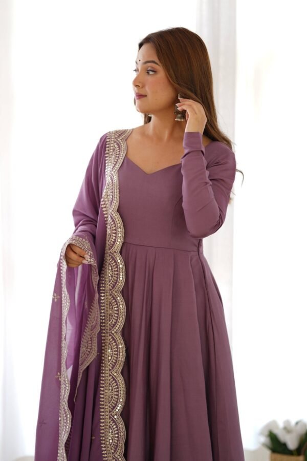 NKB-40ONION_1.jpg Mauve Pure Romansilk Chanderi Anarkali Suit with Embroidered Dupatta