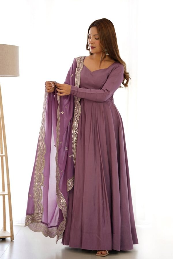NKB-40ONION_3.jpg Mauve Pure Romansilk Chanderi Anarkali Suit with Embroidered Dupatta