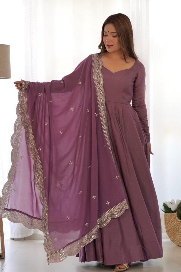 NKB-40ONION_5.jpg Mauve Pure Romansilk Chanderi Anarkali Suit with Embroidered Dupatta