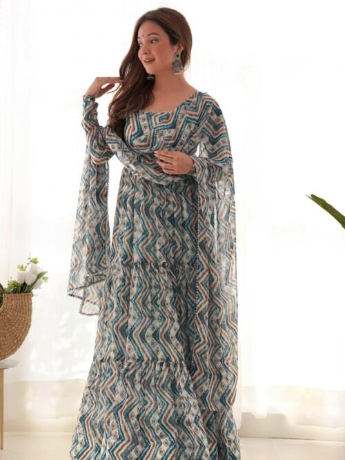 NKB-41BLUE_1.jpg Suratikart Light Blue Zigzag Print Georgette Gown with Dupatta