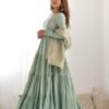 NKB-47PISTA_6.jpg Pistachio Green Roman Silk Four-Layer Anarkali Gown Set