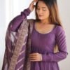 NKB-47PURPLE_1.jpg Lavender Heavy Roman Silk Chanderi Anarkali Suit Set