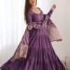 NKB-47PURPLE_2.jpg Lavender Heavy Roman Silk Chanderi Anarkali Suit Set
