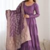 NKB-47PURPLE_4.jpg Lavender Heavy Roman Silk Chanderi Anarkali Suit Set