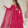 NKB-48RANI_1.jpg Rani Pink Bandhej Print Chiffon Anarkali Suit Set