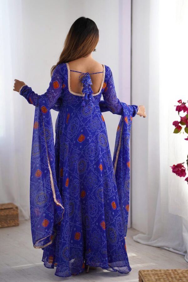NKB-48ROYAL_1.jpg Royal Blue Bandhej Print Anarkali Suit Set