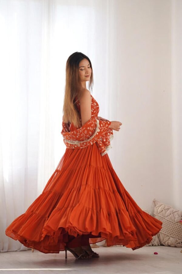 NKB-49ORANGE_1.jpg Elegant Orange Anarkali Set for Special Occasions