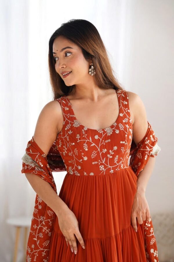 NKB-49ORANGE_3.jpg Elegant Orange Anarkali Set for Special Occasions