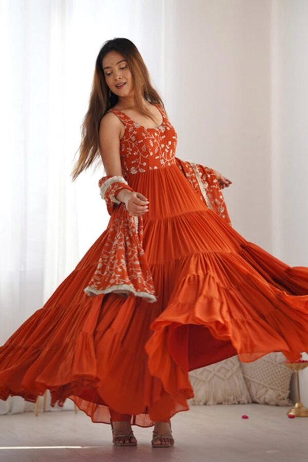 NKB-49ORANGE_4.jpg Elegant Orange Anarkali Set for Special Occasions