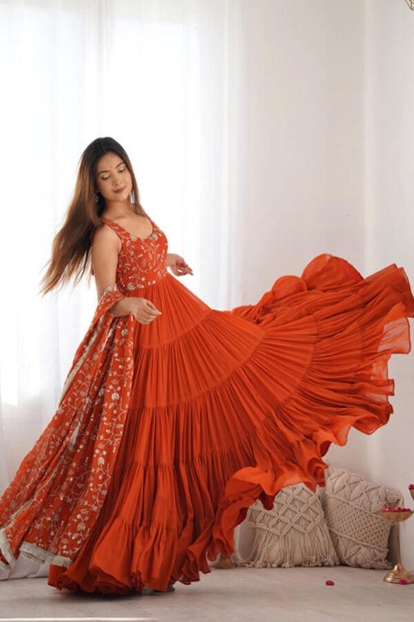 NKB-49ORANGE_5.jpg Elegant Orange Anarkali Set for Special Occasions