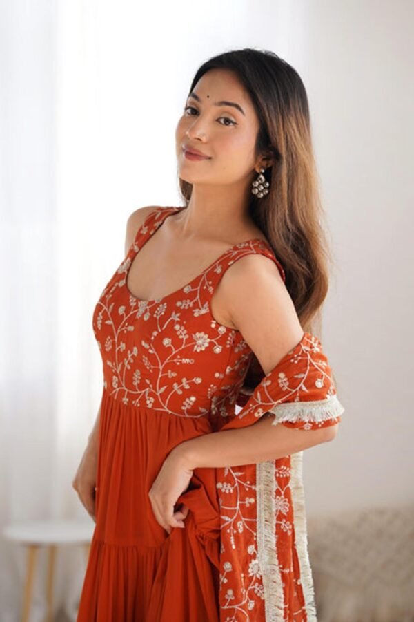 NKB-49ORANGE_6.jpg Elegant Orange Anarkali Set for Special Occasions
