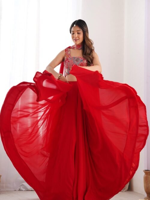 NKB-50RED_1.jpg Red Color Fully Flared Lehenga Choli with Exquisite Embroidery