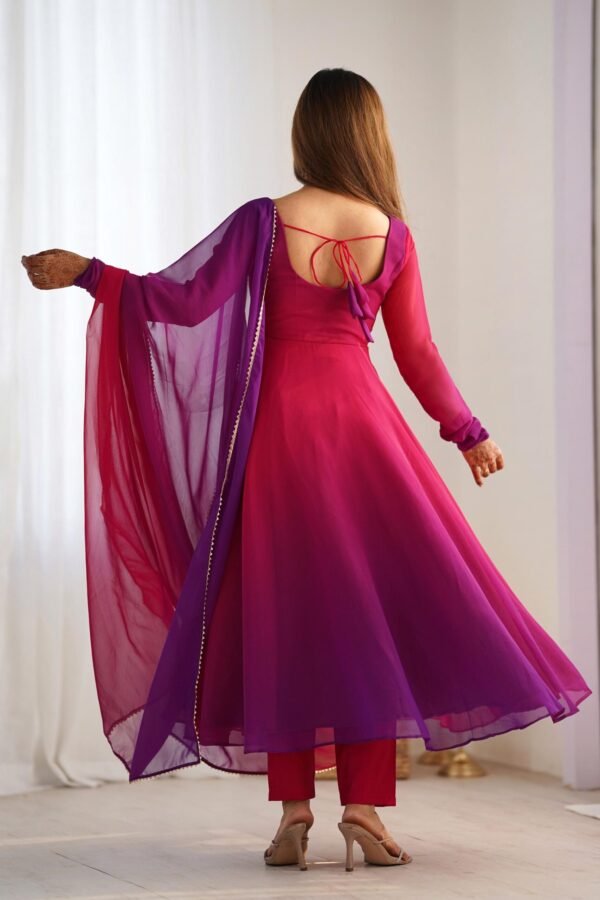 NKB-51DARKPINK_1.jpg Dark Pink & Purple Shaded Fox Georgette Anarkali Suit