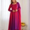 NKB-51DARKPINK_3.jpg Dark Pink & Purple Shaded Fox Georgette Anarkali Suit