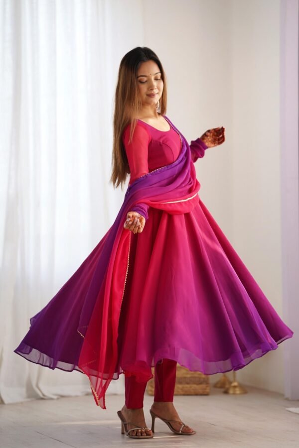 NKB-51DARKPINK_4.jpg Dark Pink & Purple Shaded Fox Georgette Anarkali Suit