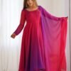 NKB-51DARKPINK_6.jpg Dark Pink & Purple Shaded Fox Georgette Anarkali Suit