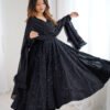 NKB-55BLACK_1.jpg Maroon Color Lucknowi Sequence Work Anarkali Suit