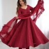 NKB-55MAROON_2.jpg Maroon Color Lucknowi Sequence Work Anarkali Suit
