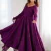 NKB-55WINE_1.jpg Wine Color Lucknowi Work Anarkali Suit