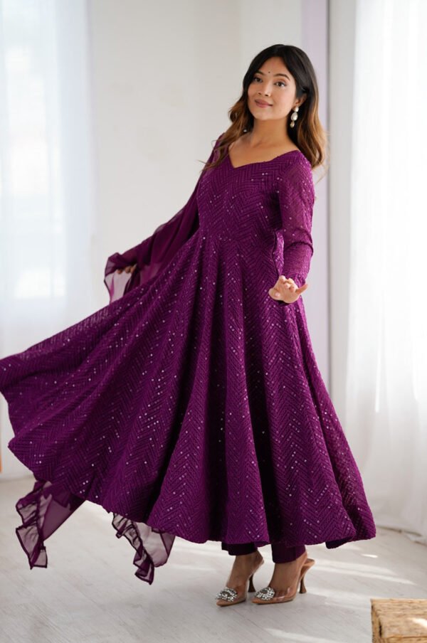 NKB-55WINE_1.jpg Wine Color Lucknowi Work Anarkali Suit