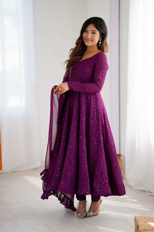 NKB-55WINE_2.jpg Wine Color Lucknowi Work Anarkali Suit