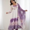 Brinjal Color Organza Silk Anarkali Suit with Dupatta