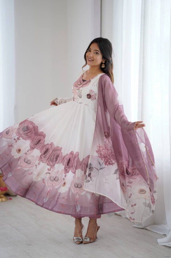 NKB-60ONION_1.jpg Onion Color Organza Silk Anarkali Suit with Dupatta