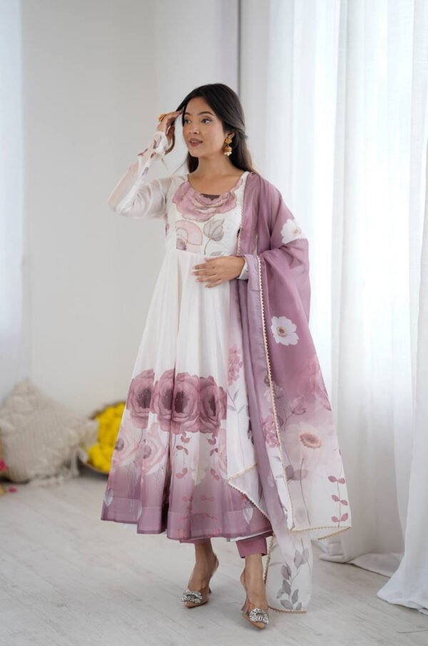 NKB-60ONION_4.jpg Onion Color Organza Silk Anarkali Suit with Dupatta