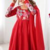 NKB-60RED_1.jpg Red Organza Anarkali Suit Set