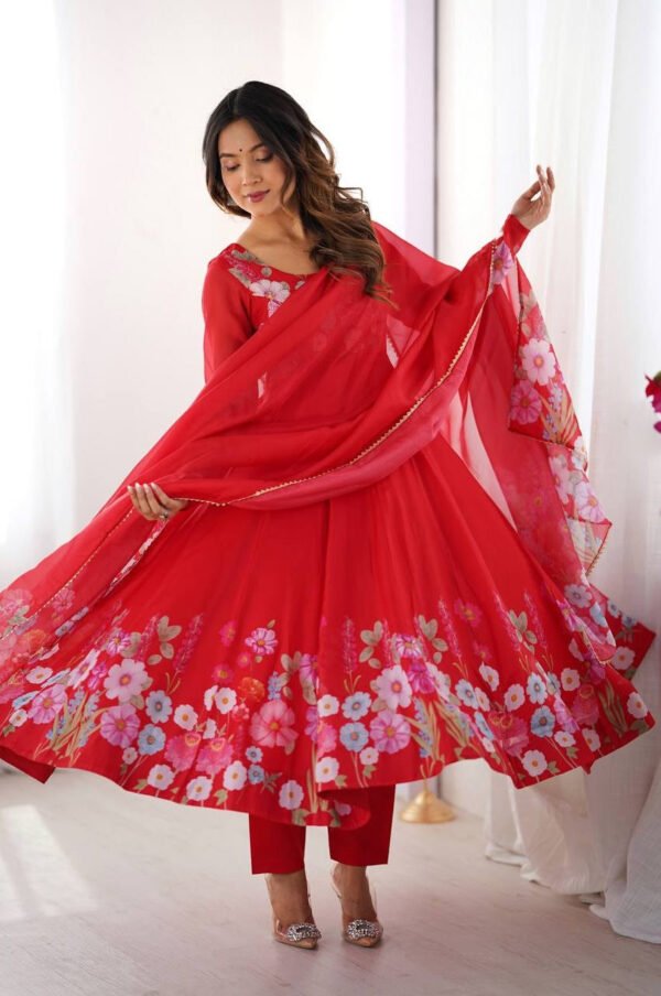 NKB-60RED_4.jpg Red Organza Anarkali Suit Set
