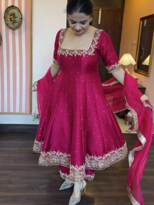 PINK-STD_1.jpg Pink Vichitra Silk Royal Suit Set