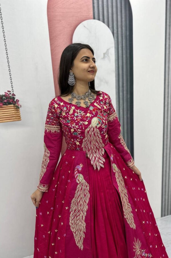 Pc-528_15.jpg Crimson Color Crop Top Lehenga with Embroidered Shrug