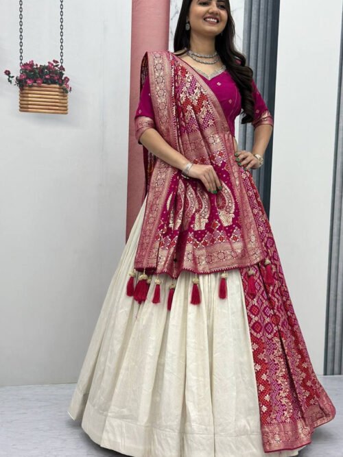 Pc-560_3.jpg Rani Pink Lehenga Saree Set – Royal Elegance with Modern Flair