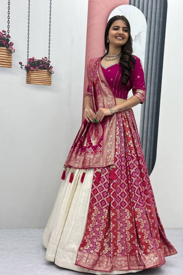 Pc-560_5.jpg Rani Pink Lehenga Saree Set – Royal Elegance with Modern Flair