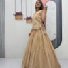 Pc-569_2.jpg Dark Tan Crunchy Silk Lehenga Set with 3.5 Meter Flair & Heavy Sequins Jacket