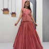 Pc-569_6.jpg Dusky Red Crunchy Silk Lehenga Set with 3.5 Meter Flair & Heavy Sequins Jacket