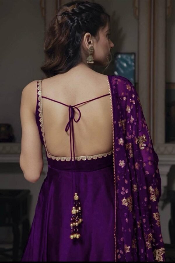 Purpulecl_1.jpg Gorgeous Violet Heavy Faux Georgette With Fully Flair Anarkali Suit