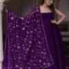Purpulecl_2.jpg Gorgeous Violet Heavy Faux Georgette With Fully Flair Anarkali Suit