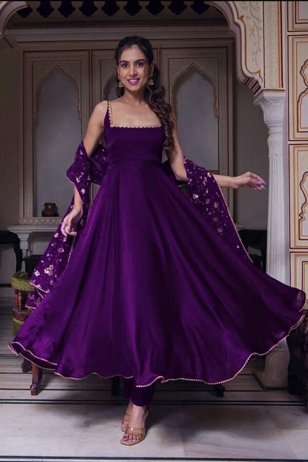 Purpulecl_4.jpg Gorgeous Violet Heavy Faux Georgette With Fully Flair Anarkali Suit