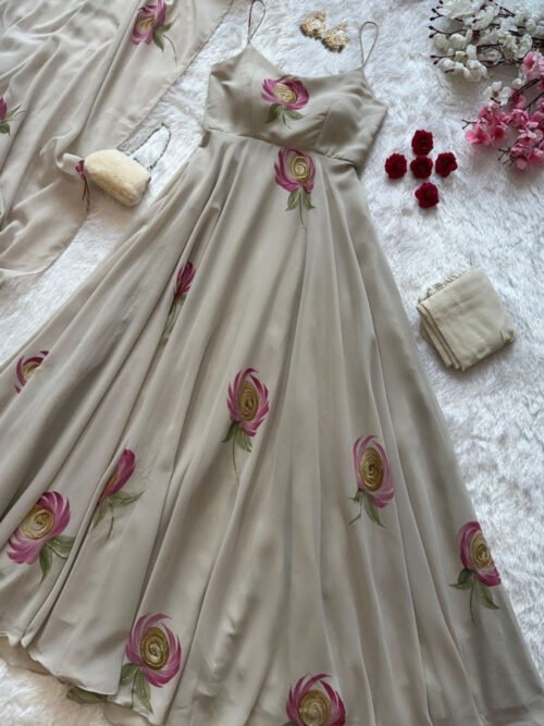 SCnx1193_3.jpg Dusty Brown Faux Georgette Handpainted Anarkali Suit