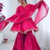 SRK-5300PINK_2.jpg Exotic Pink Designer Sharara Suit Set