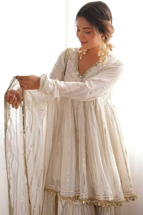 SRK-5300_1.jpg Gold White Designer Sharara Suit Set