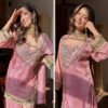 SRK-5326_3.jpg Pink Fendy Silk Sharara Suit with Real Mirror Work