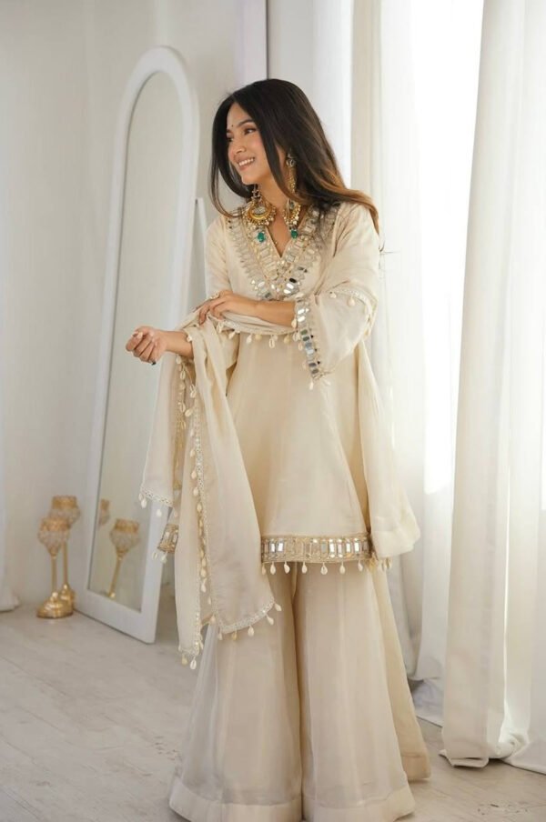 SRK-5339_2.jpg Ivory Tebby Organza Silk Sharara Suit with Real Mirror Lace Work