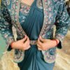 Steel Blue Rangoli Silk Ready-to-Wear Saree with Embroidered Blouse, Koti