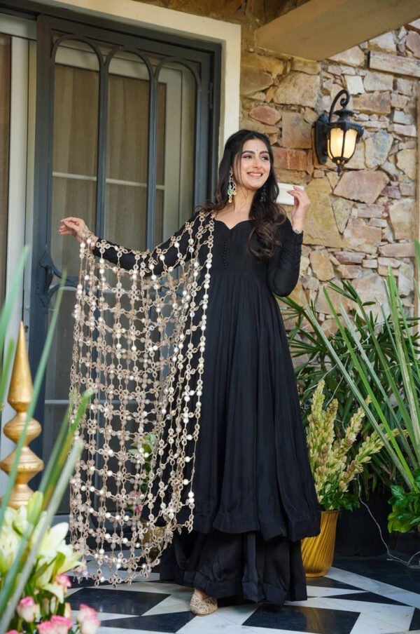 ST-1152BLACK_3.jpg Black Roman Silk Palazzo Suit Set