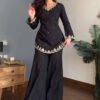 ST-1160_3.jpg Black Roman Silk Palazzo Suit